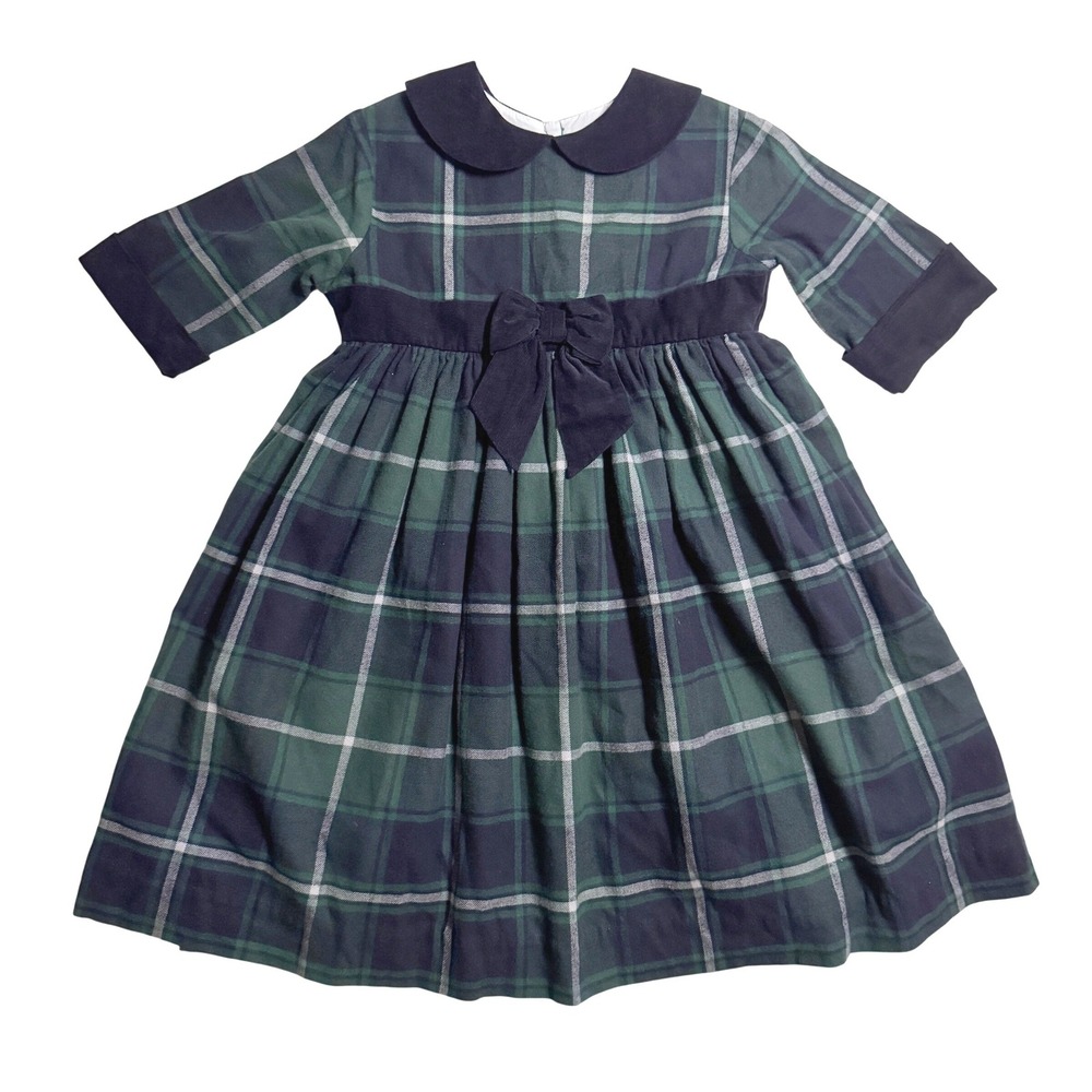 Bella Bliss Melbourne Plaid Remington Dress Girl's Size 8 Green Blue Holiday